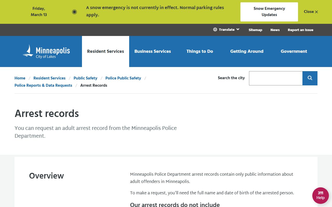Minneapolis Police Department arrest records recent arrests