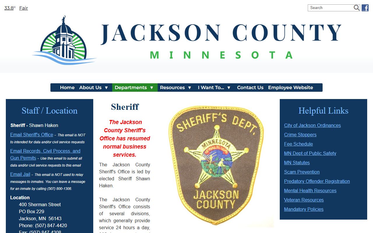 Jackson County Sheriff's Office recent arrests Jackson Minnesota