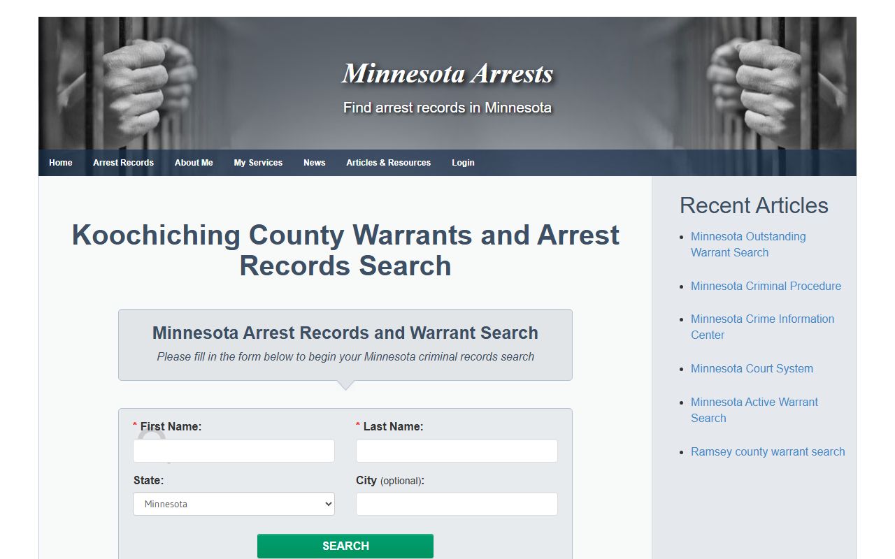 Koochiching County recent arrests Minnesota arrests database